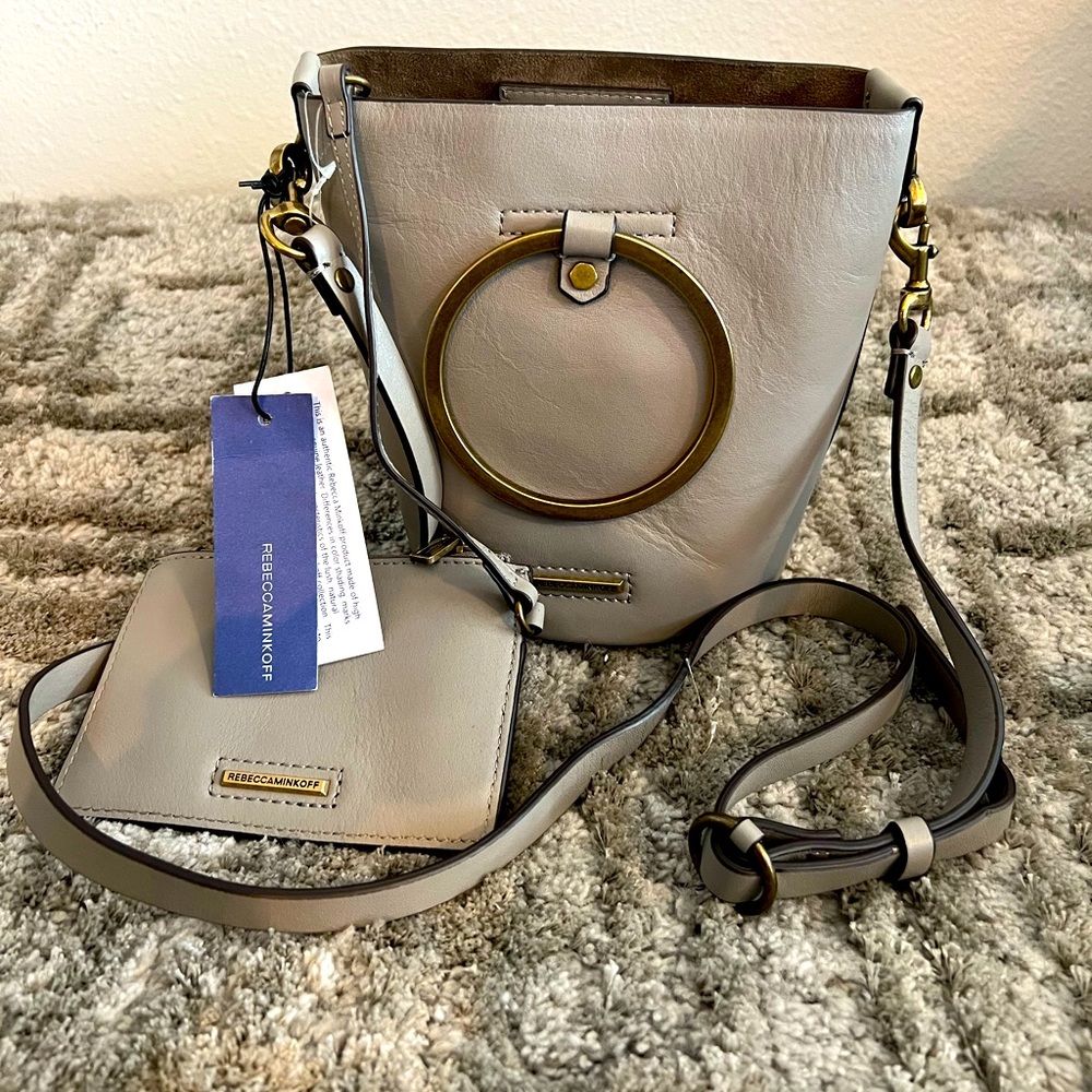 NWT 100% Leather Authentic Rebecca Minkoff Ring Bucket - Small Crossbody.